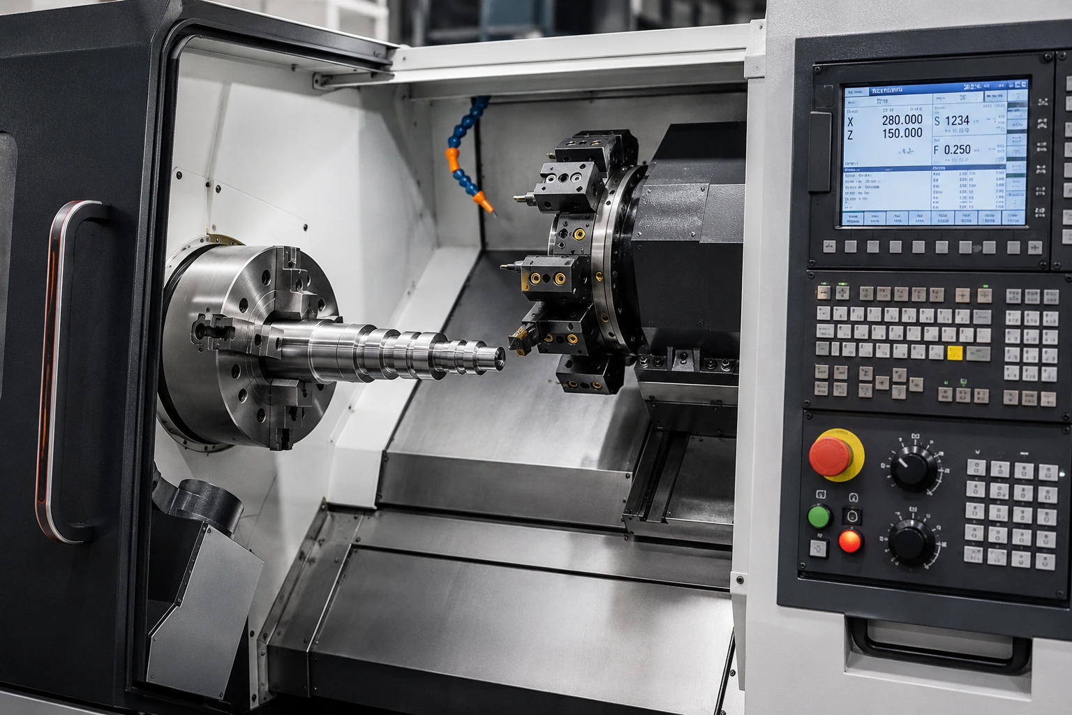 CNC turning center machining area